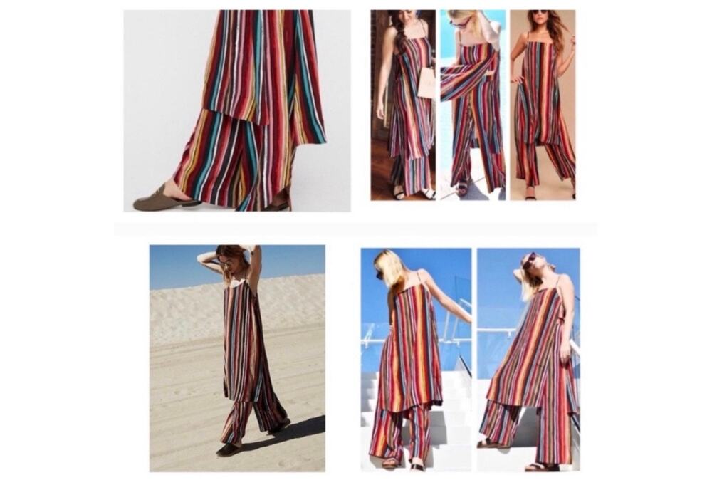 Free People Ruby Striped Set Tunic Women Rainbow Striped Viscose Size S Bohomian